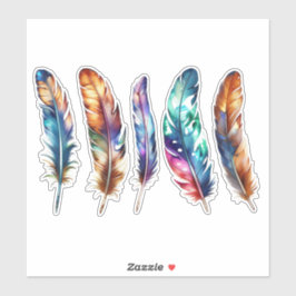 Beautiful Multicolor Boho Feathers - Graphic Vinyl Klistermärken