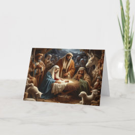 Beautiful Nativity Scene Holiday Christmas Helgkort