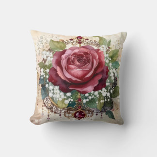 Beautiful Nostalgic Romantic Red Rose Victorian Kudde
