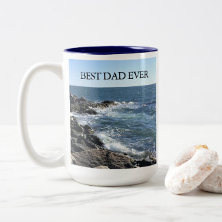 Beautiful Ocean Photo Best Dad Ever Seashore Två-Tonad Mugg