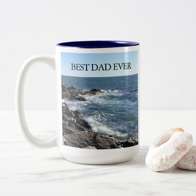 Beautiful Ocean Photo Best Dad Ever Seashore Två-Tonad Mugg (Med munk)