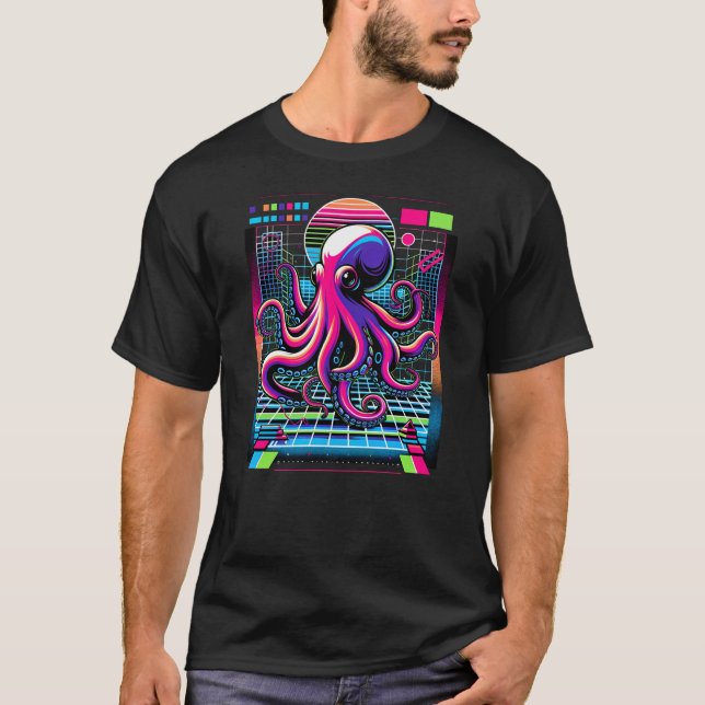 Beautiful Octopus Animal watching on Zoo Safari Oc T Shirt (Framsida)