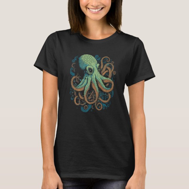 Beautiful Octopus Ocean Animal Artistic Graphic T Shirt (Framsida)
