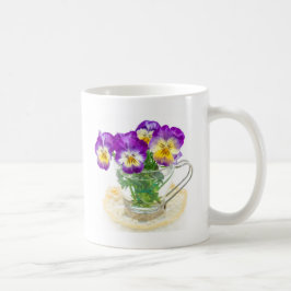 beautiful pansy flowers isolated in a cup kaffemugg