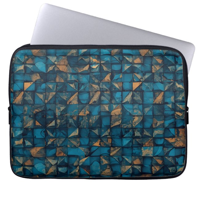 Beautiful Patchwork "Look" in Dark Teal Laptop Fodral (Framsidan)