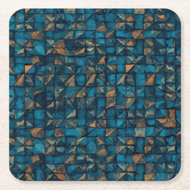 Beautiful Patchwork "Look" in Dark Teal Underlägg Papper Kvadrat