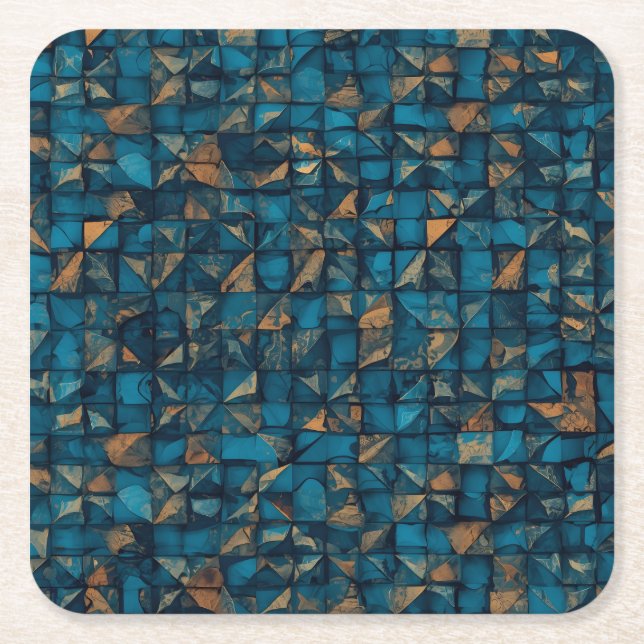 Beautiful Patchwork "Look" in Dark Teal Underlägg Papper Kvadrat (Framsidan)