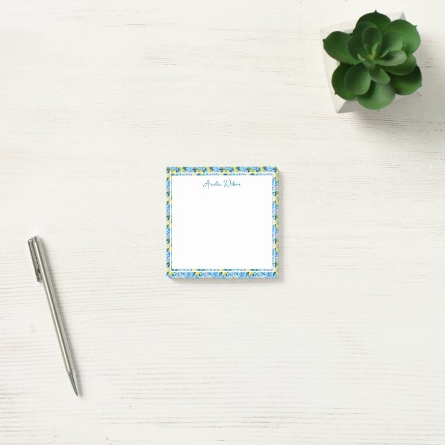 Beautiful Pattern of Vibrant Lemons Personalized Post-it Block (Kontor)