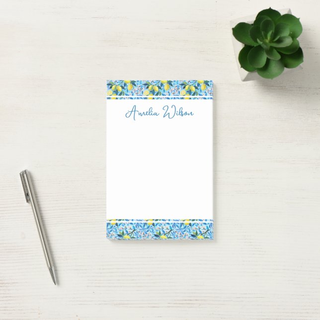 Beautiful Pattern of Vibrant Lemons Personalized Post-it Block (Kontor)