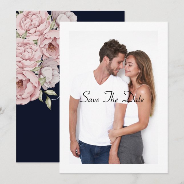 beautiful peony save the date wedding card inbjudningar (Fram/baksida)