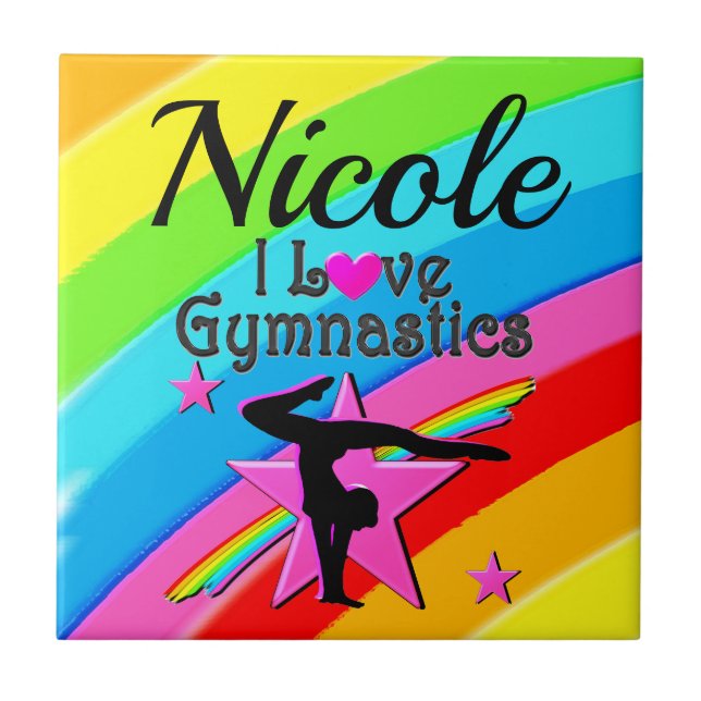 BEAUTIFUL PERSONLISERAD I KÄRLEK GYMNASTIKKONSTRUK KAKELPLATTA (Framsidan)