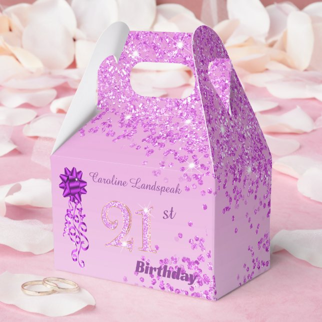 Beautiful Pink Glitter Ribbon 21st Birthday Presentaskar (Bröllop)