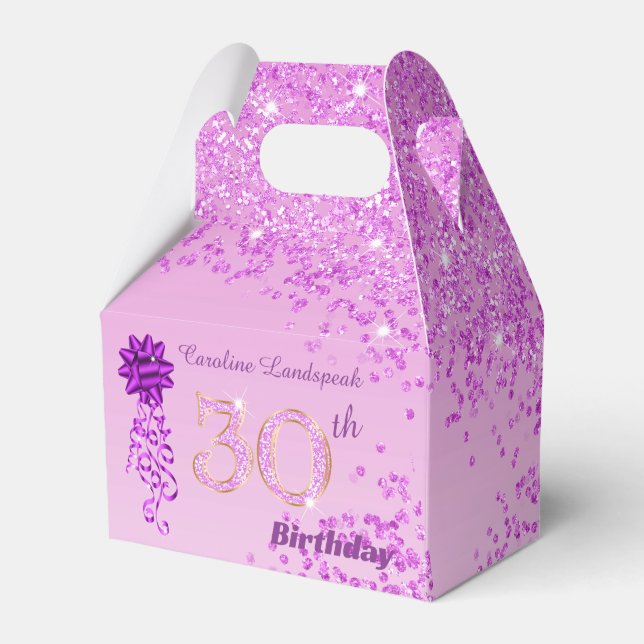 Beautiful Pink Glitter Ribbon 30th Birthday Presentaskar (Framsidan Sidan)