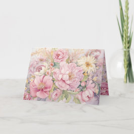 Beautiful pink peonies folded greeting card kort