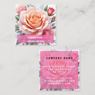Beautiful Pink Roses Luxury Modern Collection Fyrkantigt Visitkort