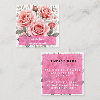 Beautiful Pink Roses Luxury Popular Collection Fyrkantigt Visitkort