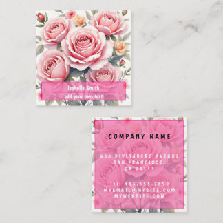 Beautiful Pink Roses Luxury Trendy Collection Fyrkantigt Visitkort