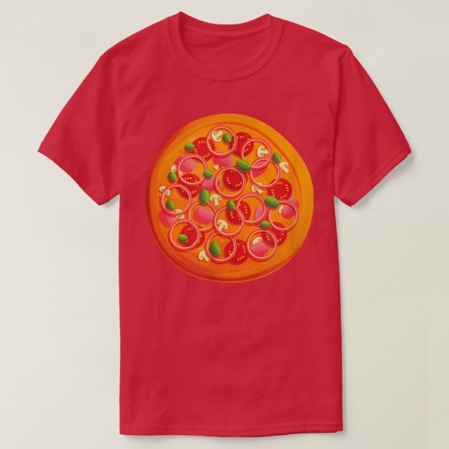 Beautiful Pizza With Tomatoes And Mushrooms Circle T Shirt (Design framsida)