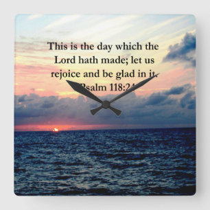 BEAUTIFUL PSALM 118:24 SUNRISE ÖVER OCEAN FYRKANTIG KLOCKA