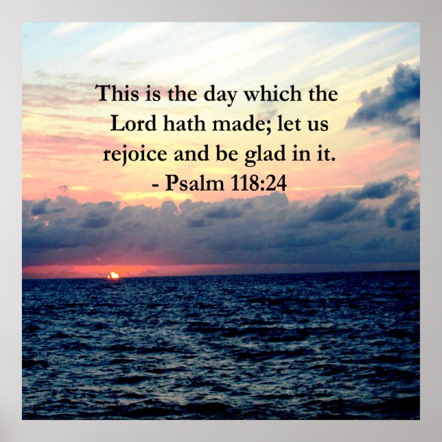 BEAUTIFUL PSALM 118:24 SUNRISE ÖVER OCEAN POSTER (Framsidan)