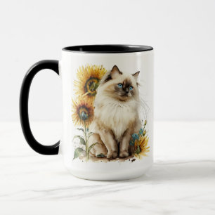 BEAUTIFUL RAGDOLL CAT MED SUNFLÖDEN MUGG