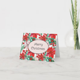Beautiful red and white Christmas poinsettia Kort