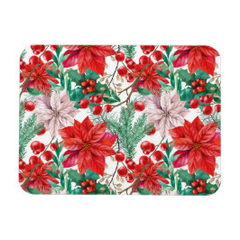 Beautiful red and white Christmas poinsettia Magnet