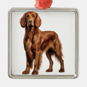 BEAUTIFUL RED IRISH SETTER HUND JULGRANSPRYDNAD METALL
