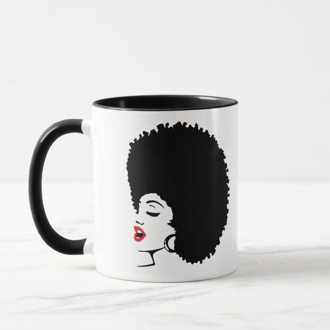 Beautiful Red Lip Afro Mug Mugg (Vänster)