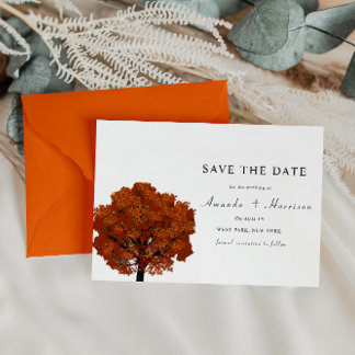  BEAUTIFUL Red Maple tree Save the Date Template Spara Datumet
