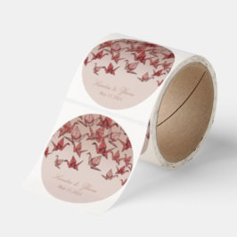 Beautiful Red Origami Paper Crane Wedding Runt Klistermärke