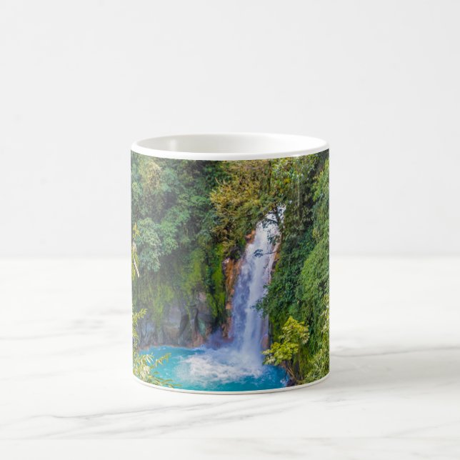 Beautiful Relaxing Blue Unique Waterfall in Jungle Kaffemugg (Center)