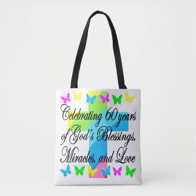 BEAUTIFUL RELIGIÖSA 60 BIRTHDAY TOTE BAG TYGKASSE (Framsida)