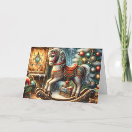 Beautiful Rocking Horse Christmas Helgkort