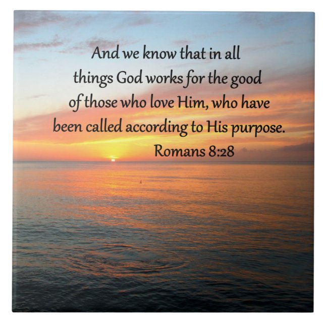 BEAUTIFUL ROMANS 8:28 SUNRISE FOTO KAKELPLATTA (Framsidan)
