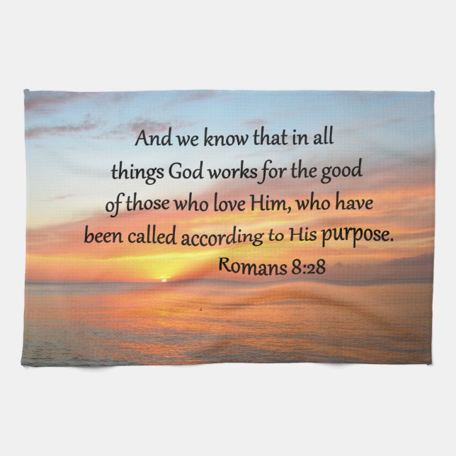 BEAUTIFUL ROMANS 8:28 SUNRISE PHOTO KÖKSHANDDUK (Horisontell)