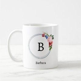 Beautiful Romantic Spring Monogram Flowers Kaffemugg