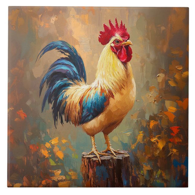 Beautiful Rooster Painting Kakelplatta (Framsidan)