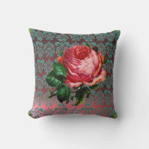 BEAUTIFUL ROSA ROS AQUA BLUE,TEAL DAMASK