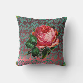 BEAUTIFUL ROSA ROS AQUA BLUE,TEAL DAMASK KUDDE