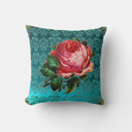 BEAUTIFUL ROSA ROS AQUA BLUE,TEAL DAMASK KUDDE