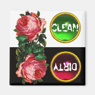 BEAUTIFUL ROSA ROS GEM STONE DIRTY CLEAN MAGNET