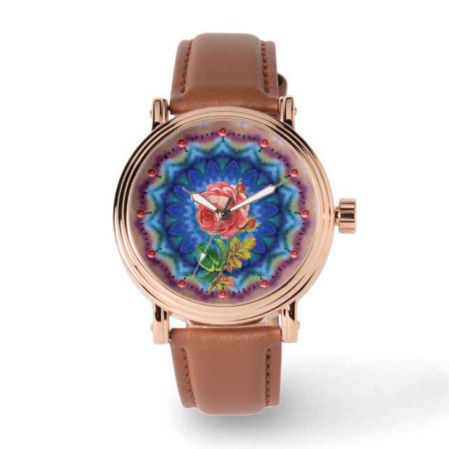 BEAUTIFUL ROSA ROS I PSYCHEDELISKA CIRKLER ARMBANDSUR (Framsida)