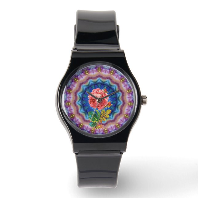 BEAUTIFUL ROSA ROS I PSYCHEDELISKA CIRKLER ARMBANDSUR (Framsida)
