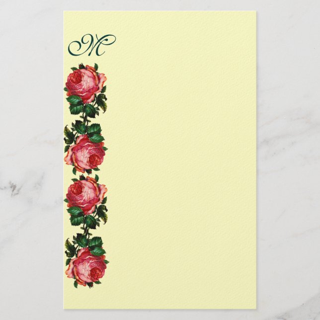 BEAUTIFUL ROSA ROS MONOGRAM, Cream Brevpapper (Framsida)