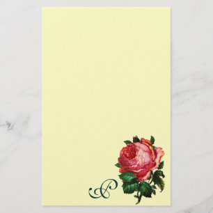 BEAUTIFUL ROSA ROS MONOGRAM, KRÄM BREVPAPPER