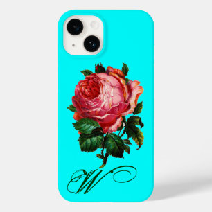 BEAUTIFUL ROSA ROS MONOGRAM,Teal Aqua Blue