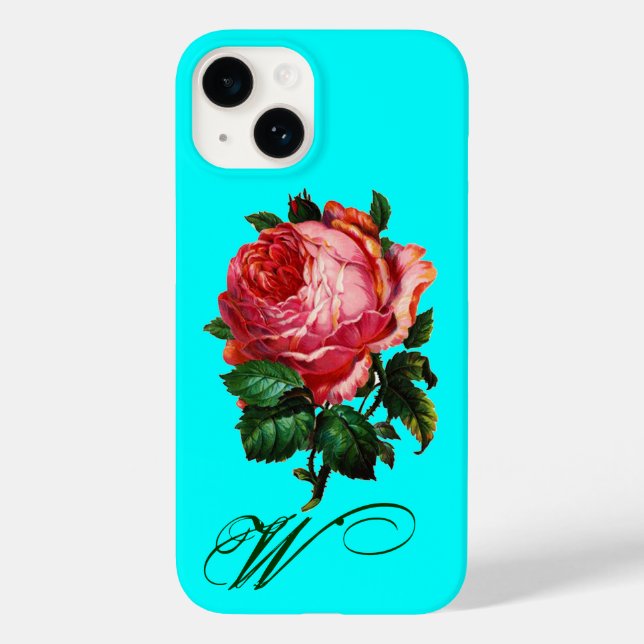 BEAUTIFUL ROSA ROS MONOGRAM,Teal Aqua Blue (Baksida)