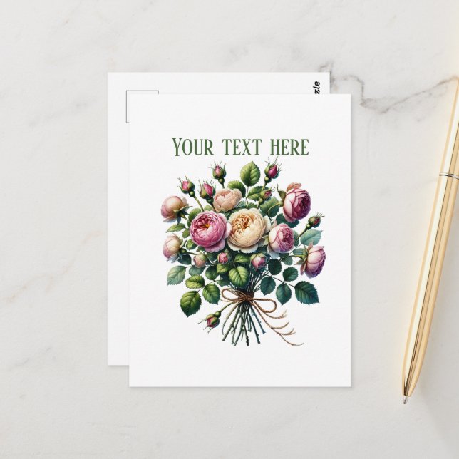 Beautiful rose bundle customizable vykort (Fram/Back In Situ)