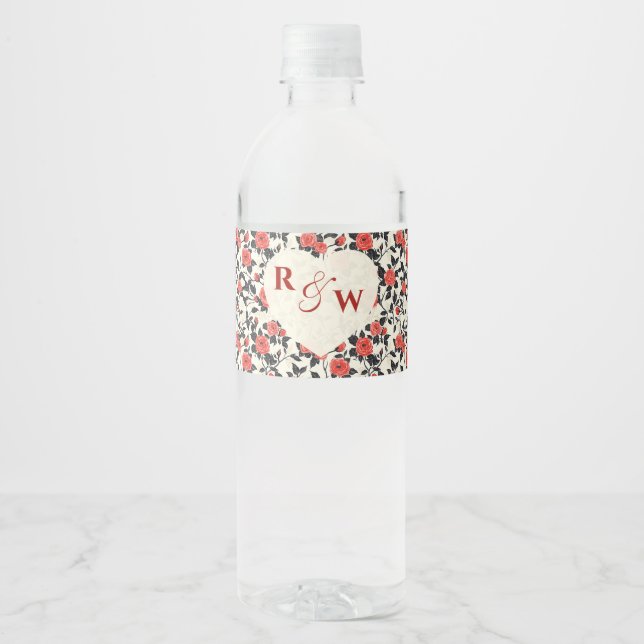 Beautiful Rose Fancy Wedding Water Bottle Label Vattenflaskor Etikett (Framsida)